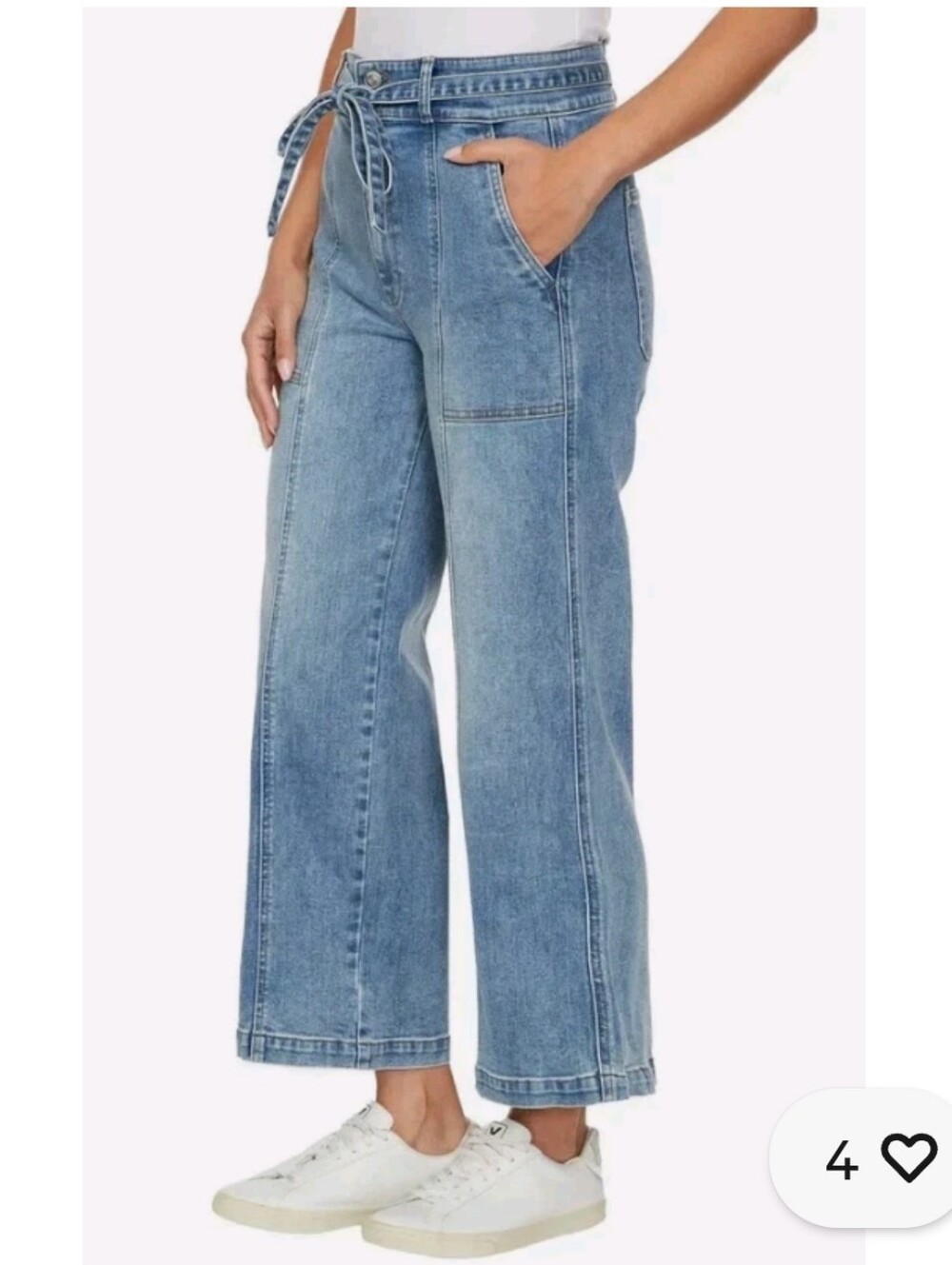 Hudson Wide Leg Jeans Size 4 Ankle Length High Waist Tie Waist 27 Inch Inseam